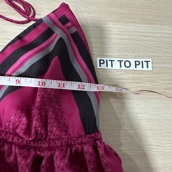 Y2K Old Navy Halter Babydoll Satin Slip Dress Open Back Pink Polka Dot Small - Picture 10 of 12